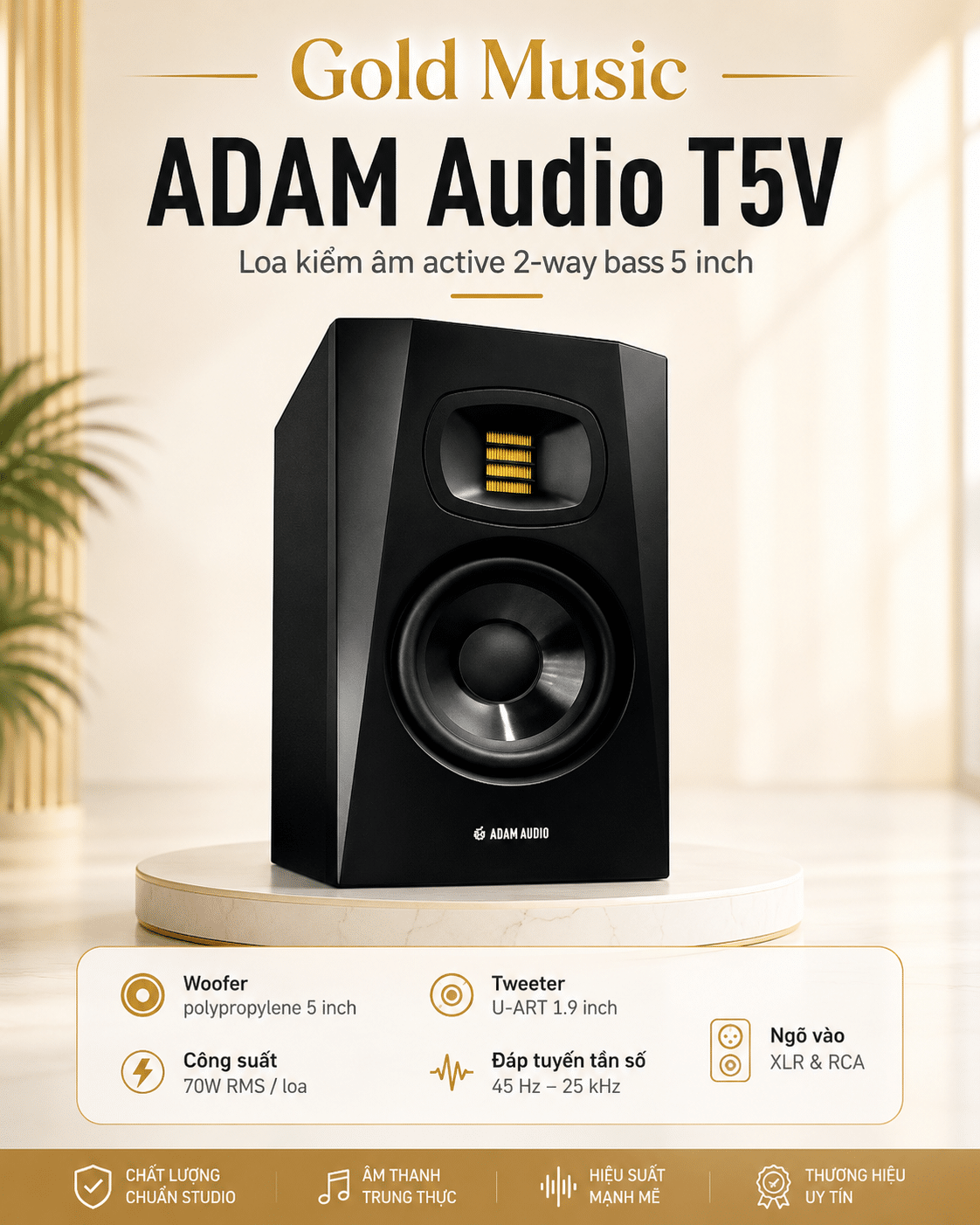 ADAM T5V LOA KIỂM ÂM 2 WAY BASS 5 INCH adam t5v loa kiem am 2 way bass 5 inch