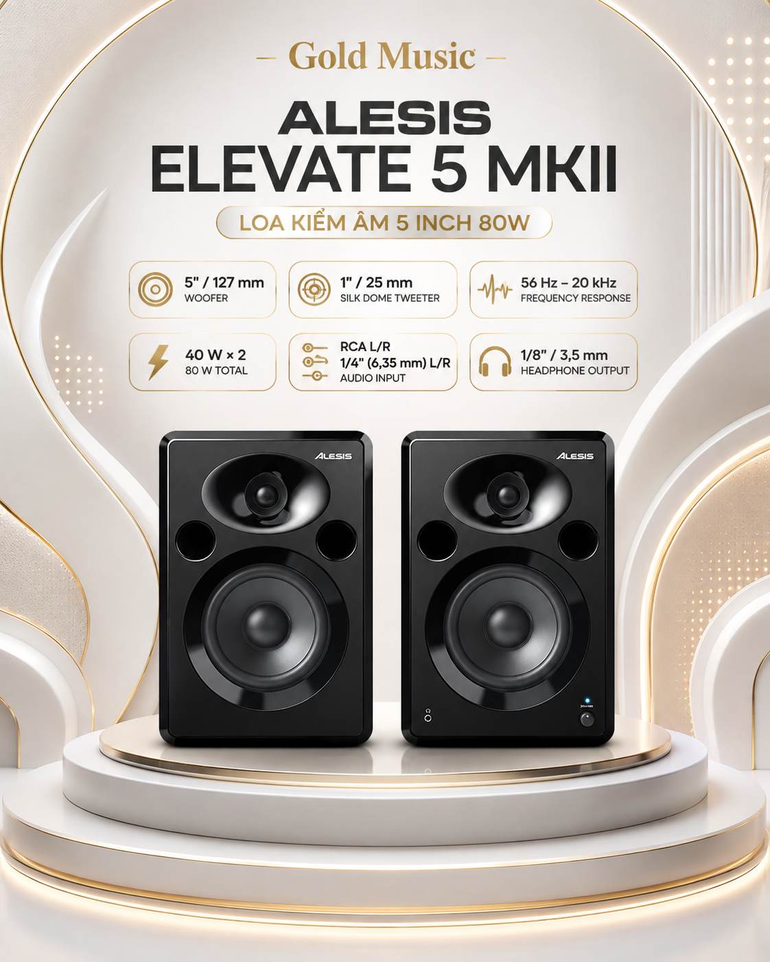 ALESIS ELEVATE 5 MKII LOA KIỂM ÂM 5 INCH 80W alesis elevate 5 mkii