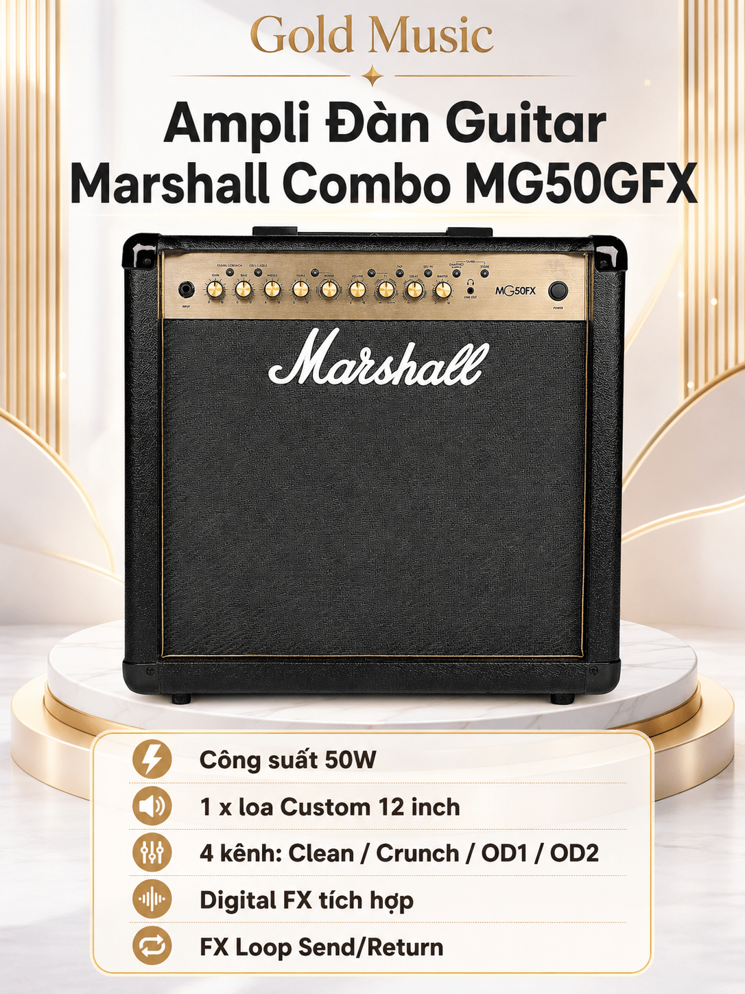 Ampli Đàn Guitar Marshall Combo MG50GFX ampli dan guitar marshall combo mg50gfx