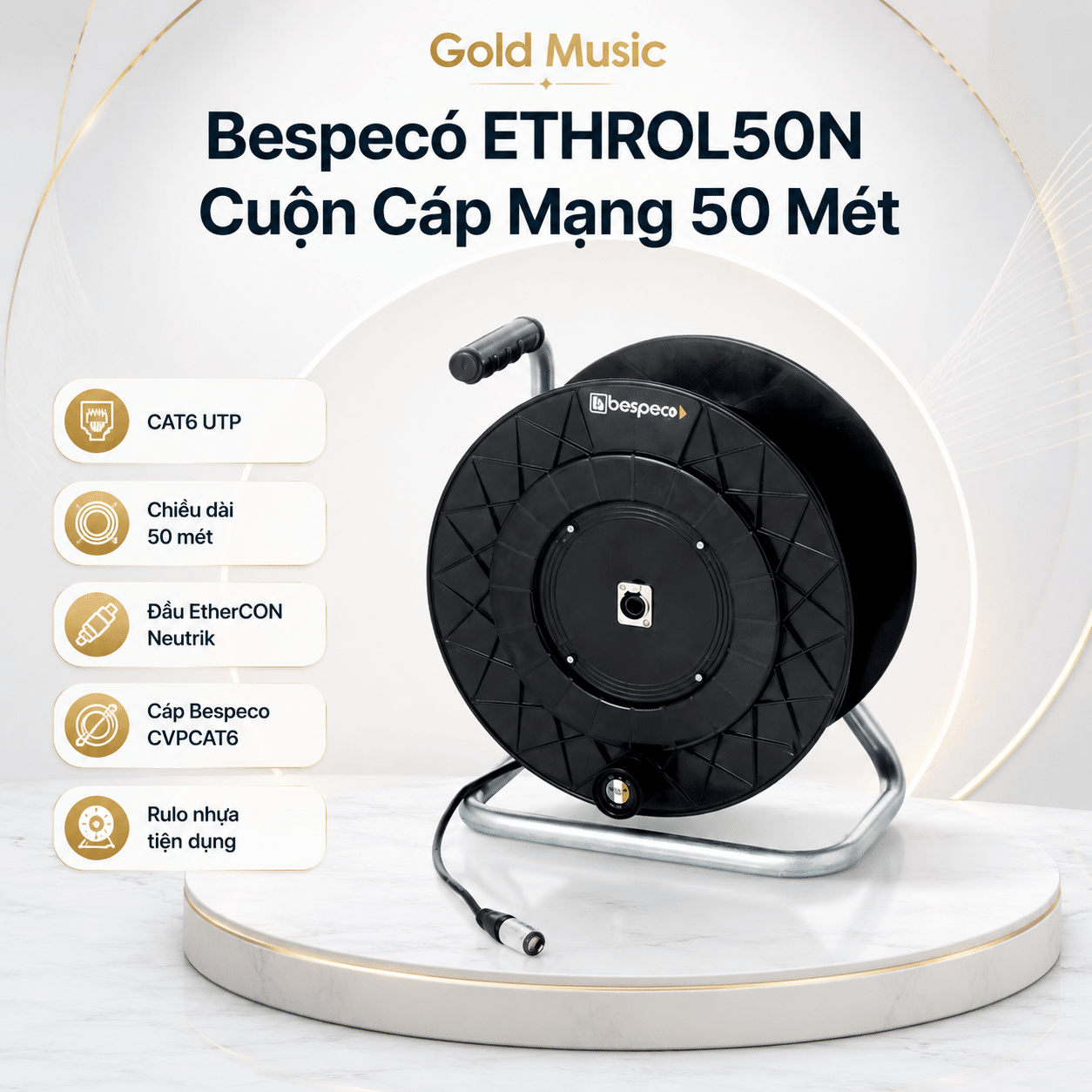 Bespeco ETHROL50N Cuộn cáp mạng 50 mét bespeco ethrol50n cuon cap mang 50 met