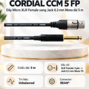 CORDIAL CCM5FP Dây Micro làm sẵn dài 5 m
