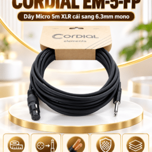 CORDIAL EM-5-FP Dây Micro 5m làm sẵn 1 đầu canon cái, 1 6ly