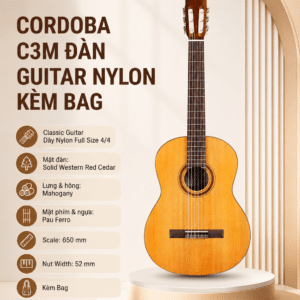 CORDOBA C3M ĐÀN GUITAR NYLON KÈM BAG GUCLCOR-02691 cordoba c3m dan guitar nylon bag guclcor 02691