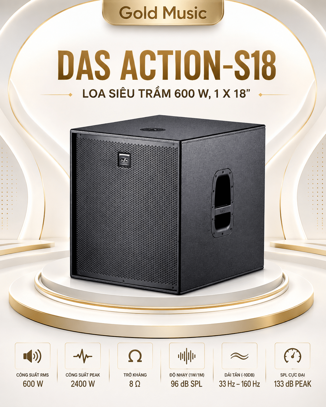 DAS ACTION-S18 Loa trầm 600 W, 1 x 18” das action s18 loa 600 w 1