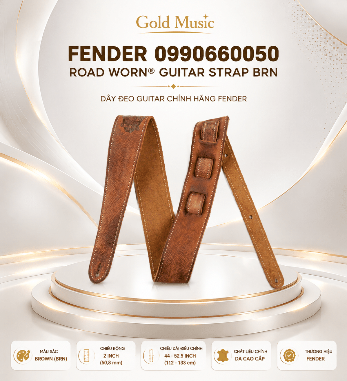 Fender 0990660050 dây đeo guitar Fender Road Worn BRN fender 0990660050 day deo guitar fender road