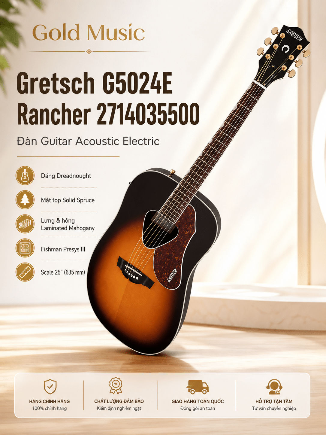 Gretsch 2714035500 Đàn GUITAR thùng ACS G5024E gretsch 2714035500 dan guitar thun