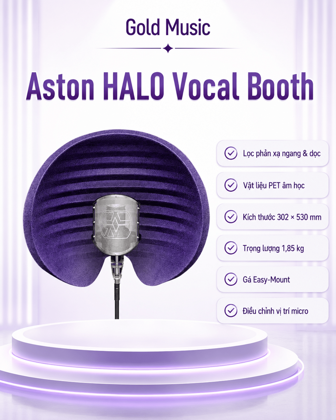 HALO Phụ kiện bộ thu âm Aston|Màn chắn Vocal Booth Halo halo phu kien bo thu am aston man chan vocal booth