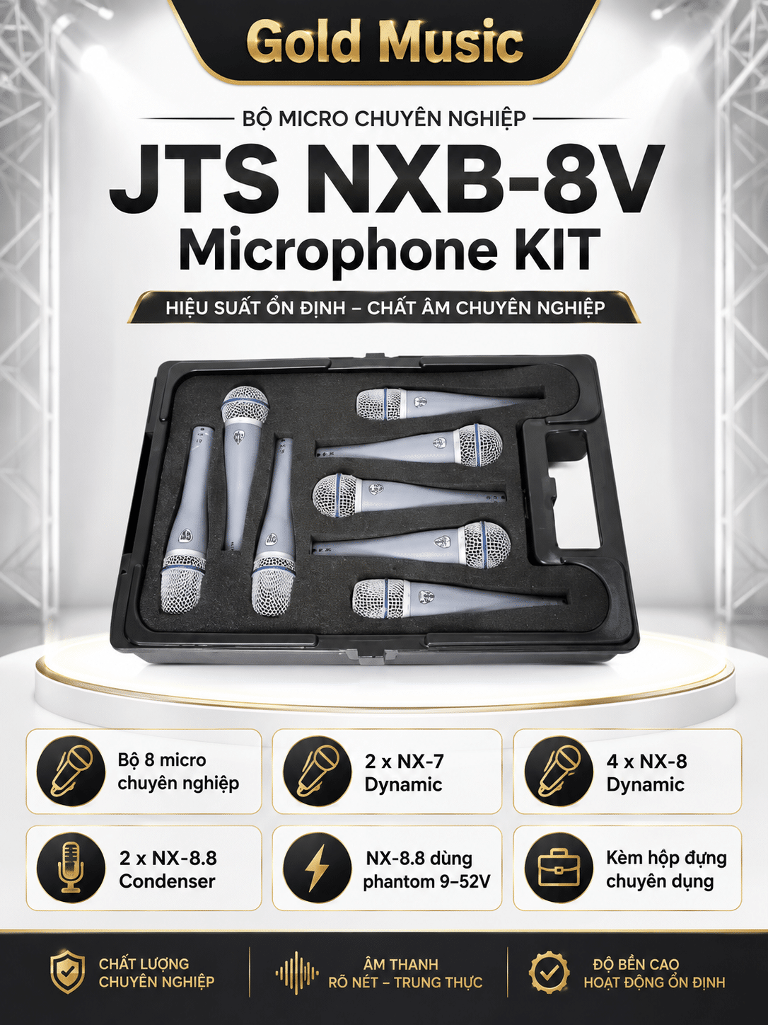 JTS NXB-8V Microphone KIT 2 chiếc NX-7, 4 chiếc NX-8 và 2 chiếc NX- 8.8 jts nxb 8v microphone kit