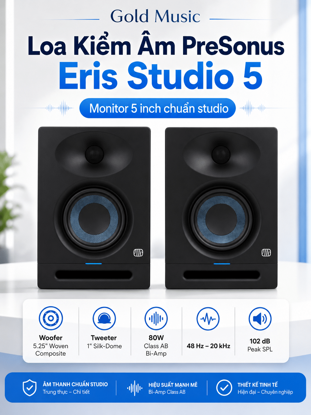 Loa Kiểm Âm Presonus Eris Studio 5 – Monitor 5 inch Chuẩn Studio loa kiem presonus eris studio 5 monitor