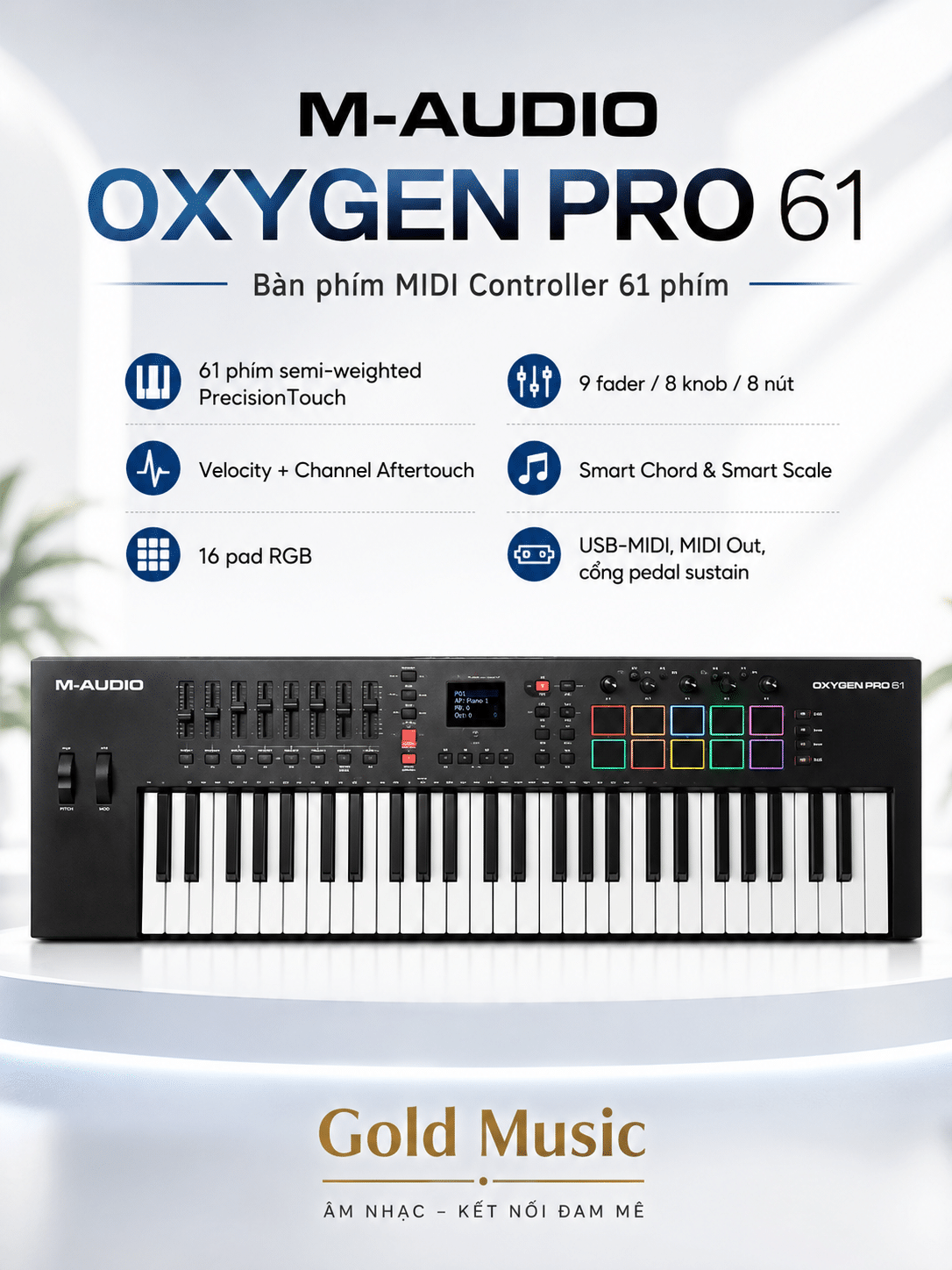 M-AUDIO OXYGEN PRO 61 Bàn phím MIDI CONTROLER 61 PHÍM m audio oxygen pro 61 ban phim
