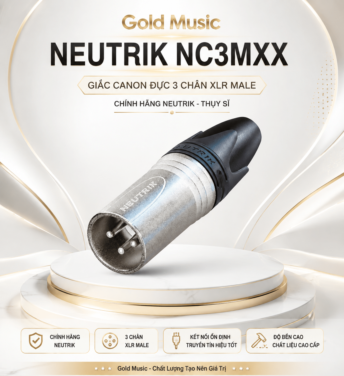 NEUTRIK NC3MXX Giắc Canon Đực neutrik nc3mxx giac canon duc