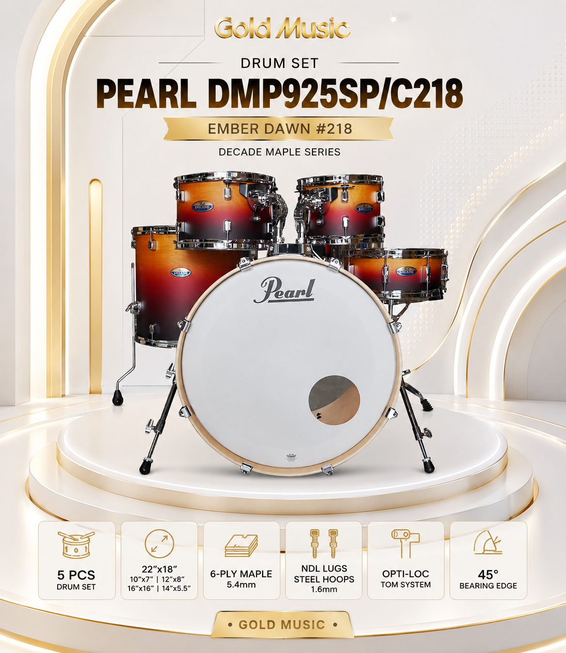 PEARL DMP925SP/C218 TRỐNG BỘ MÀU EMBER DAWN pearl dmp925sp c218 bo ember dawn trong