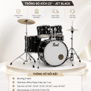 PEARL RS525SC/C31 TRỐNG BỘ KÍCH 22" MÀU ĐEN JET BLACK