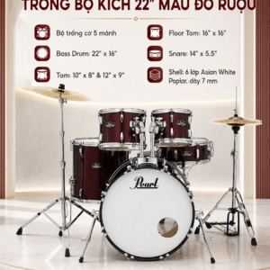 PEARL RS525SC/C91 TRỐNG BỘ KÍCH 22" MÀU ĐỎ RƯỢU
