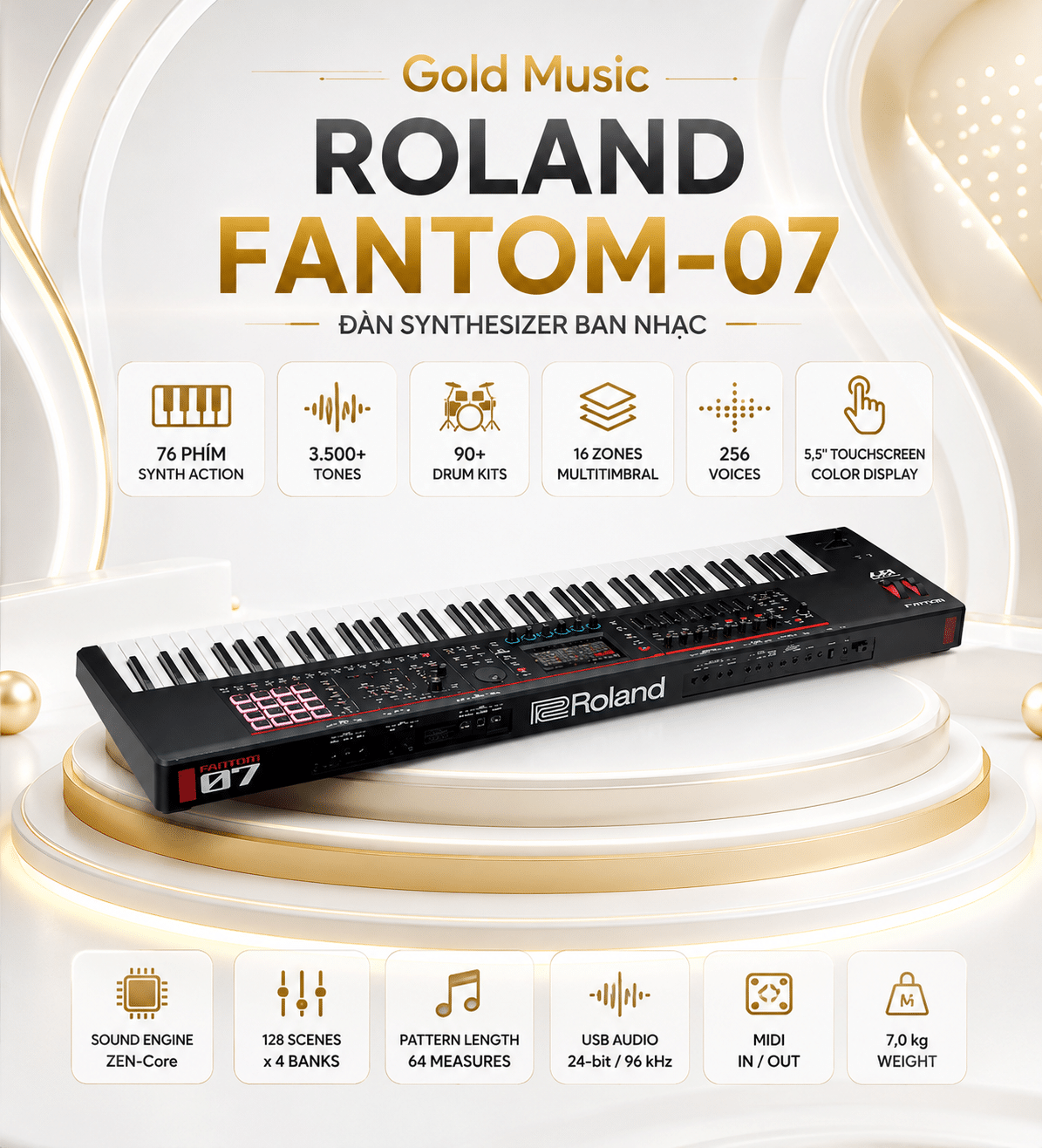 ROLAND FANTOM-07 Đàn Synthesizer ban nhạc roland fantom 07 dan synthesizer ban nhac