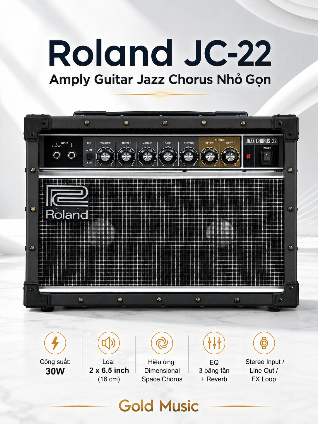 Roland JC-22 amply guitar jazz chorus nhỏ gọn roland jc 22 ampli guitar jazz chorus