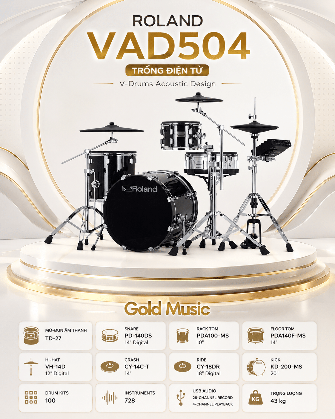 ROLAND VAD504 TRỐNG ĐIỆN TỬ roland vad504 trong dien tu