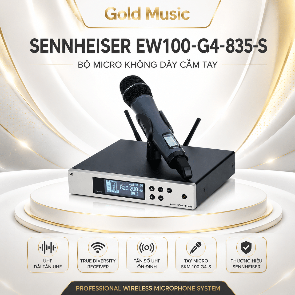 SENNHEISER EW100-G4-835-S Bộ Micro không dây cầm tay sennheiser ew100 g4 835 s bo micro