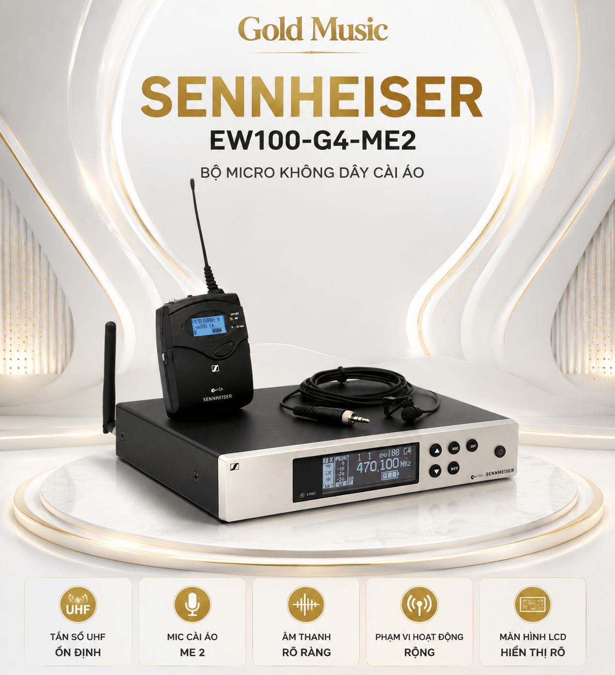 SENNHEISER EW100-G4-ME2 Bộ Micro không dây cài áo sennheiser ew100 g4 me2 bo micro khong