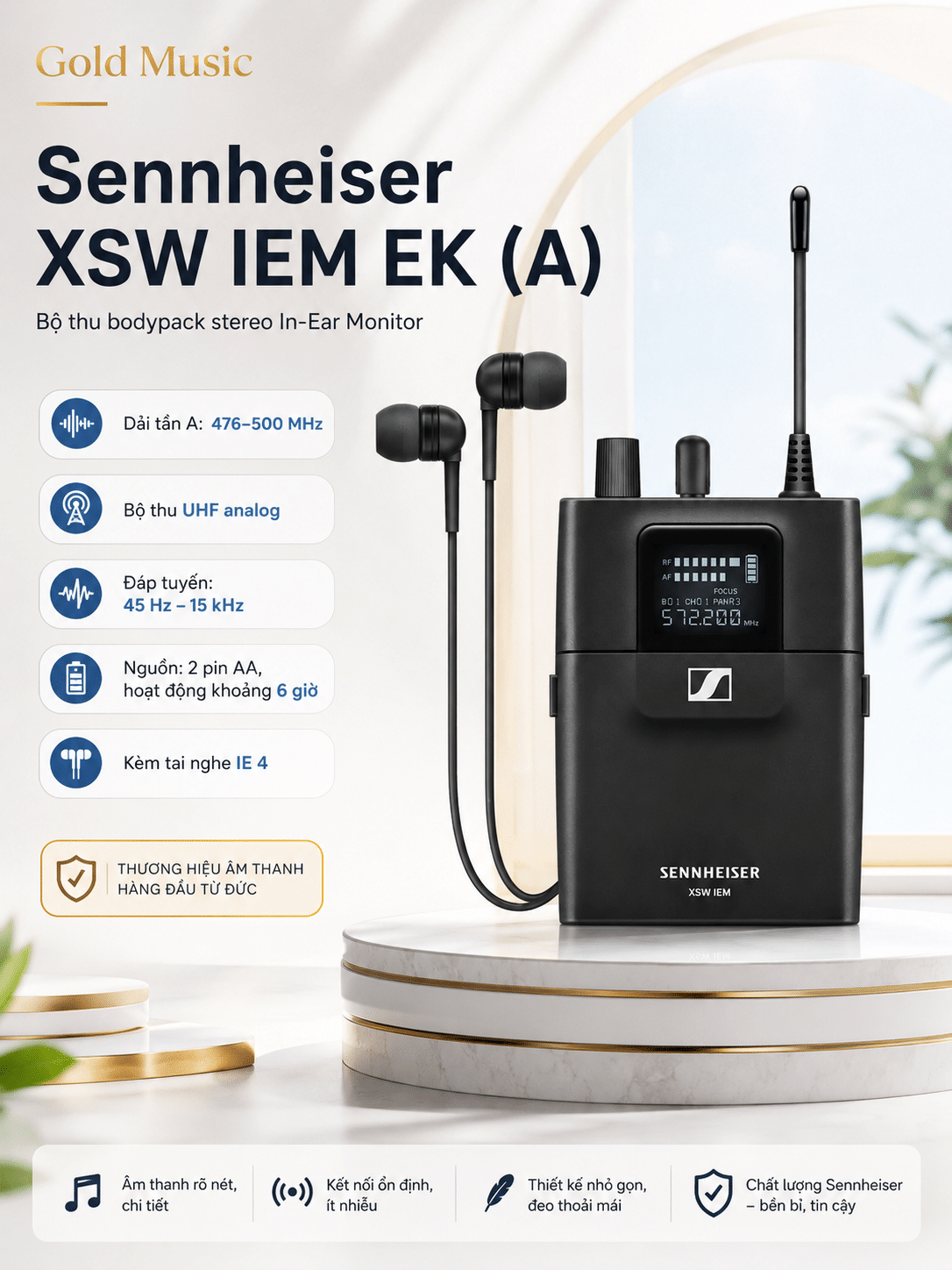 Sennheiser XSW IEM EK (A) Bộ Thu Bodypack Stereo xsw iem ek a