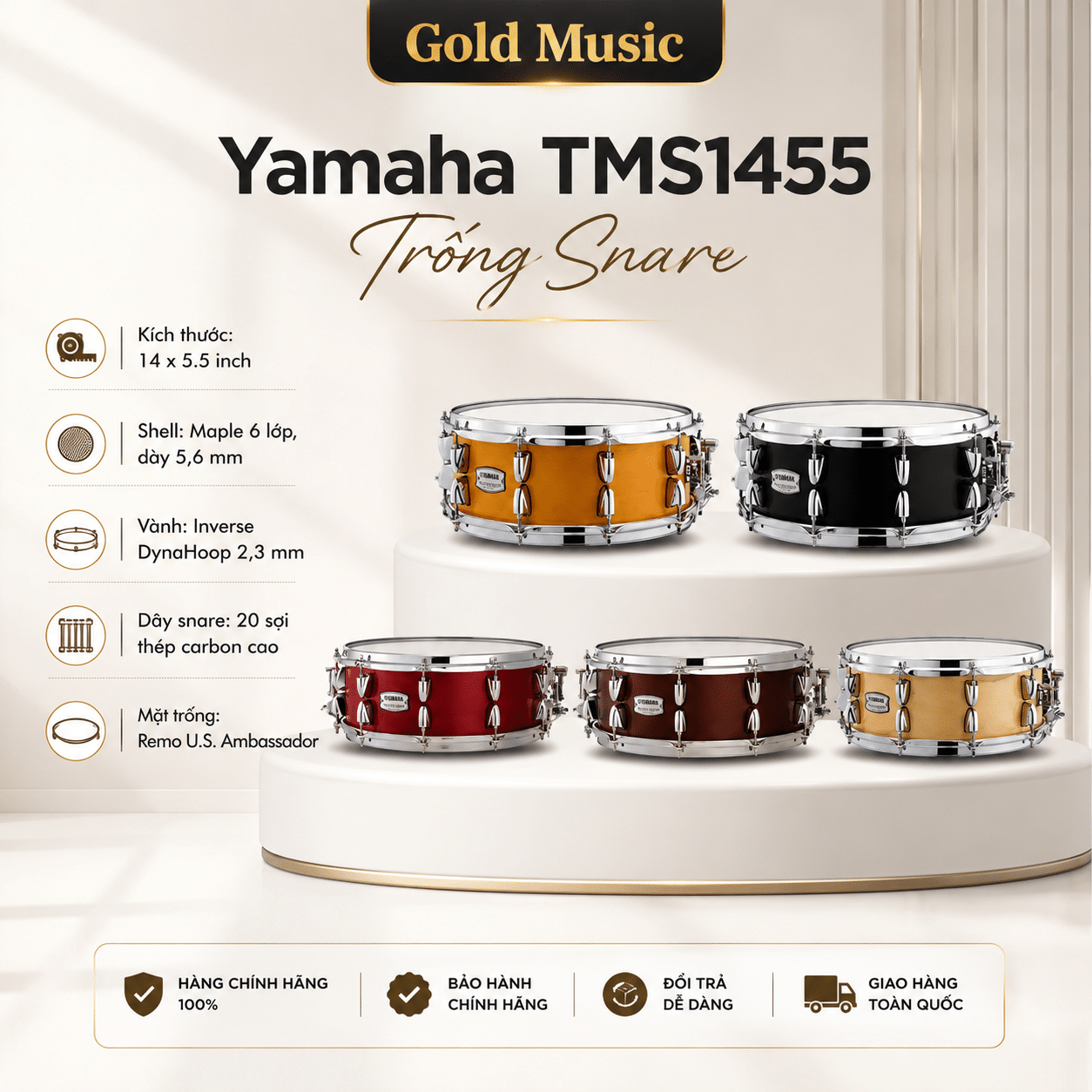 Yamaha TMS1455 Trống Snare yamaha tms1455 snare