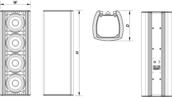 DAS Q43T Loa cột 4 loa x 3”, 80 W, màu đen