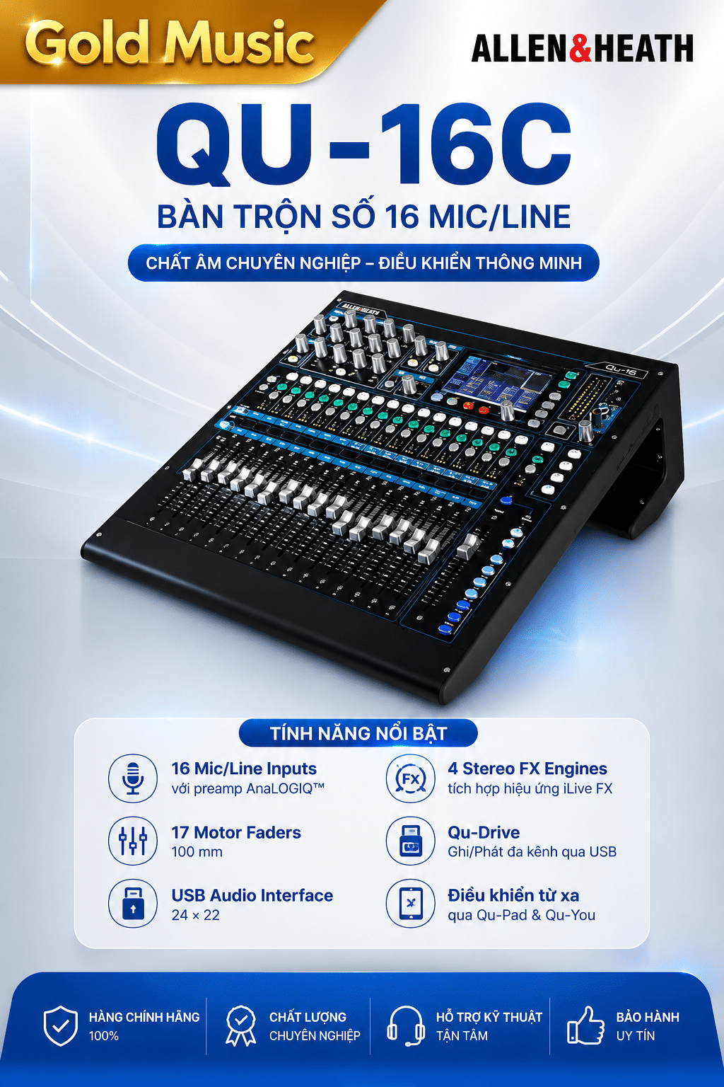 ALLEN&HEATH QU-16C Bàn trộn số 16 Mic/Line allen heath qu 16c ban tron mic