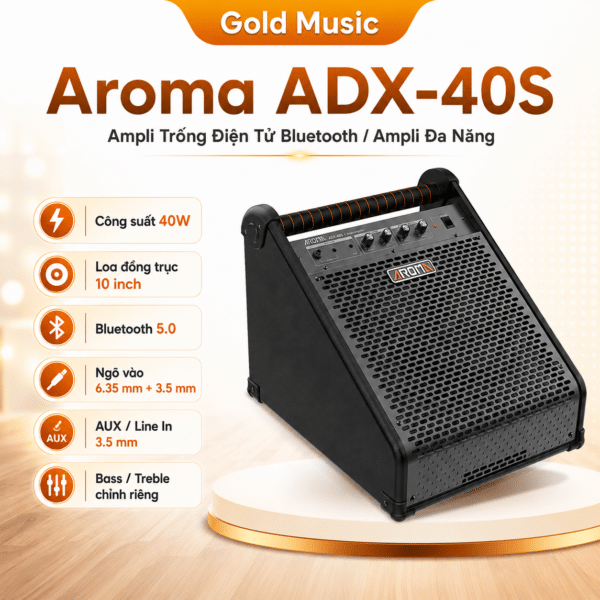 Aroma ADX-40S – Ampli Trống Điện Tử Bluetooth / Ampli Đa Năng aroma adx 40s ampli trong bluetooth