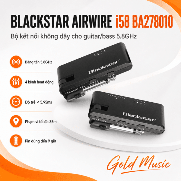 BLACKSTAR AIRWIRE i58 BA278010 – bộ kết nối không dây cho guitar/bass 5.8GHz blackstar airwire i58 ket noi khong day guitar