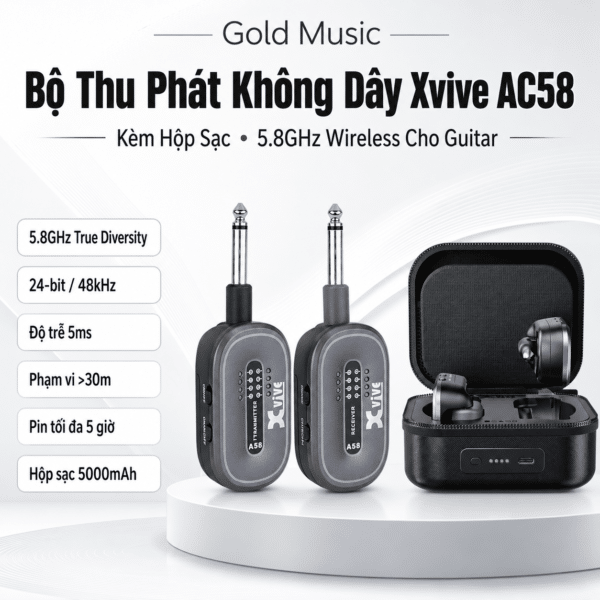Bộ Thu Phát Không Dây Xvive AC58 – Kèm Hộp Sạc , 5.8GHz Wireless Cho Guitar bo thu phat khong day xvive ac58 5 8ghz
