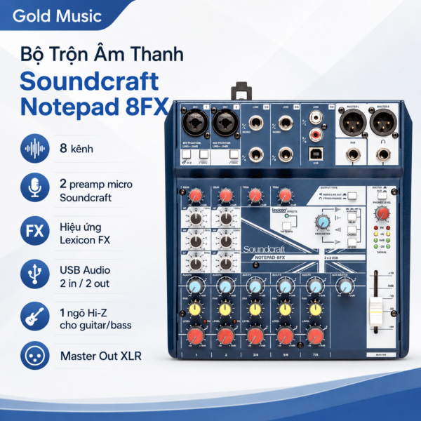 Bộ Trộn Âm Thanh Soundcraft Notepad 8FX bo tron am thanh soundcraft notepad 8fx