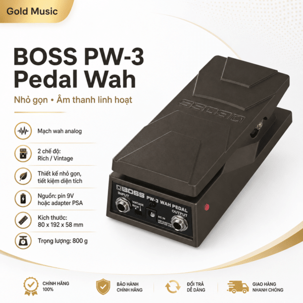 Boss PW-3 pedal wah nhỏ gọn âm thanh linh hoạt boss pw 3 pedal wal