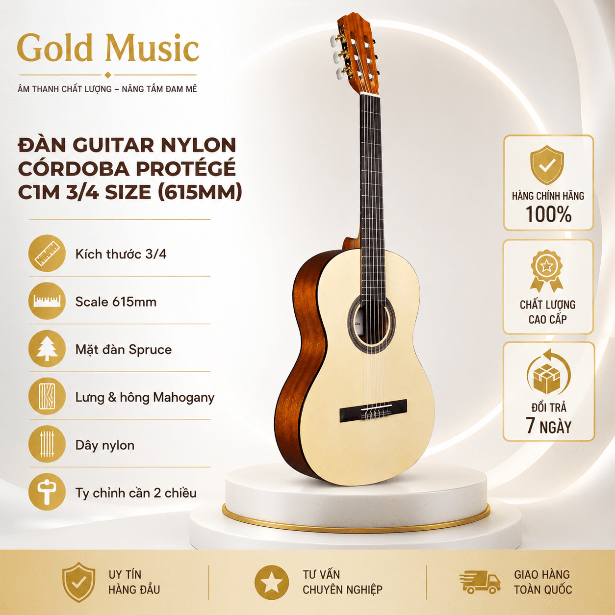 CORDOBA ĐÀN GUITAR NYLON PROTEGE C1M 3/4 SIZE (615MM) cordoba protege c1m 34 dan guitar nylon