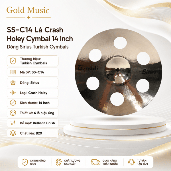 SS-C14 Lá Crash Holey Cymbal 14 inch dòng Sirius Turkish Cymbals cymbal ss c14