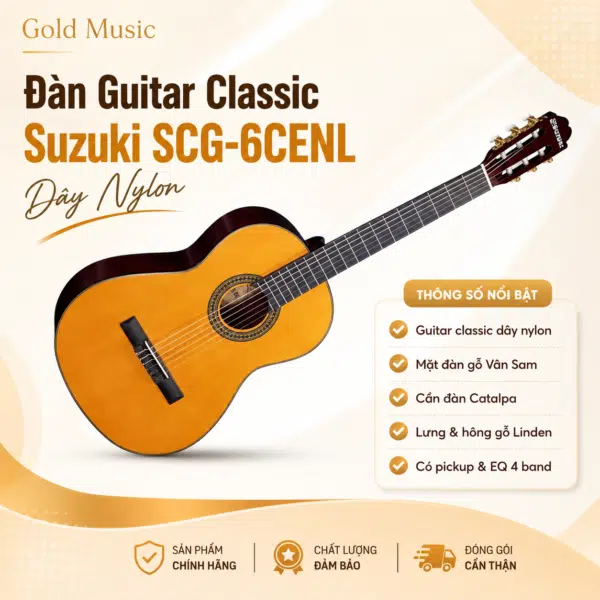 Đàn SCG-6CENL guitar dây ni lông - Suzuki Classic Guitar dan scg 6cenl guitar day ni long
