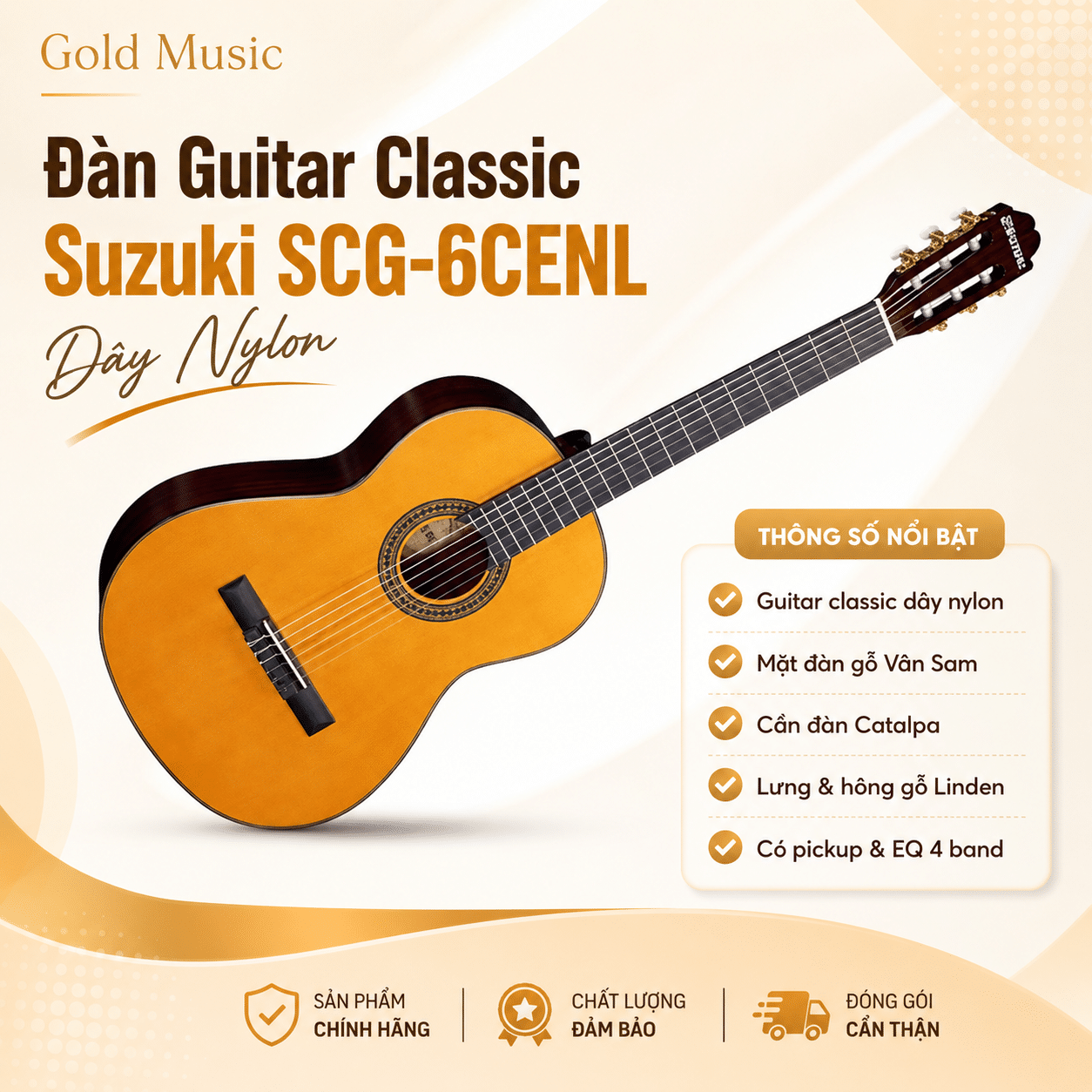 Đàn SCG-6CENL guitar dây ni lông - Suzuki Classic Guitar dan scg 6cenl guitar day ni long