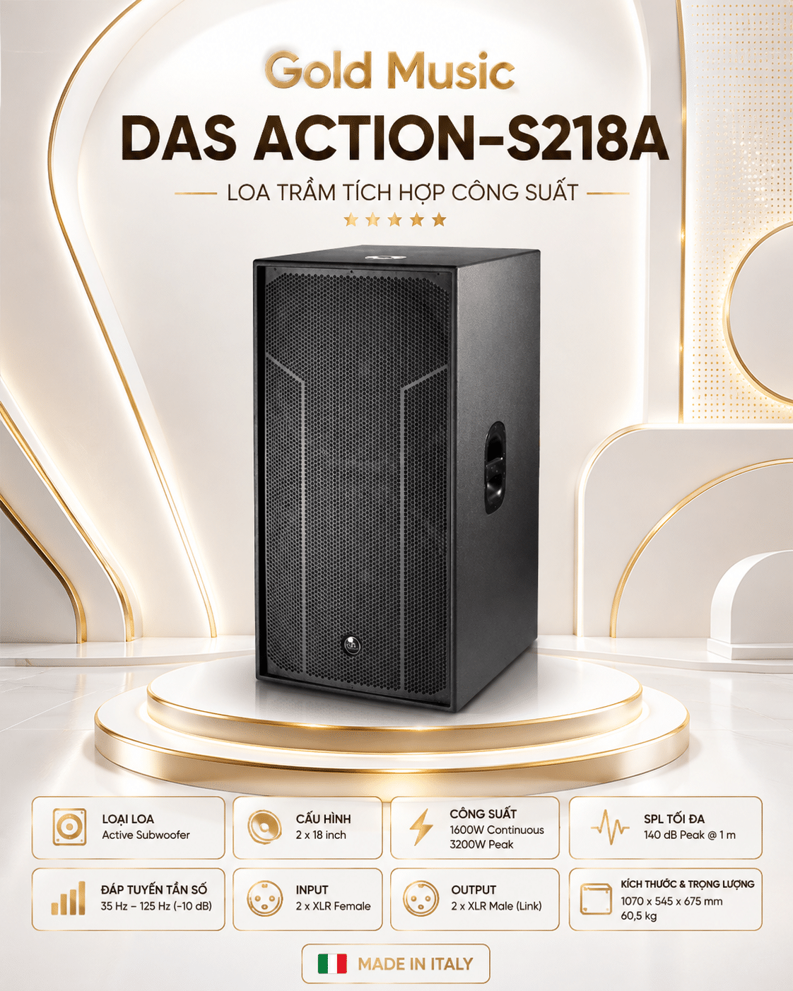 DAS ACTION-S218A Loa trầm tích hợp sẵn công suất das action s218a loa tich hop san