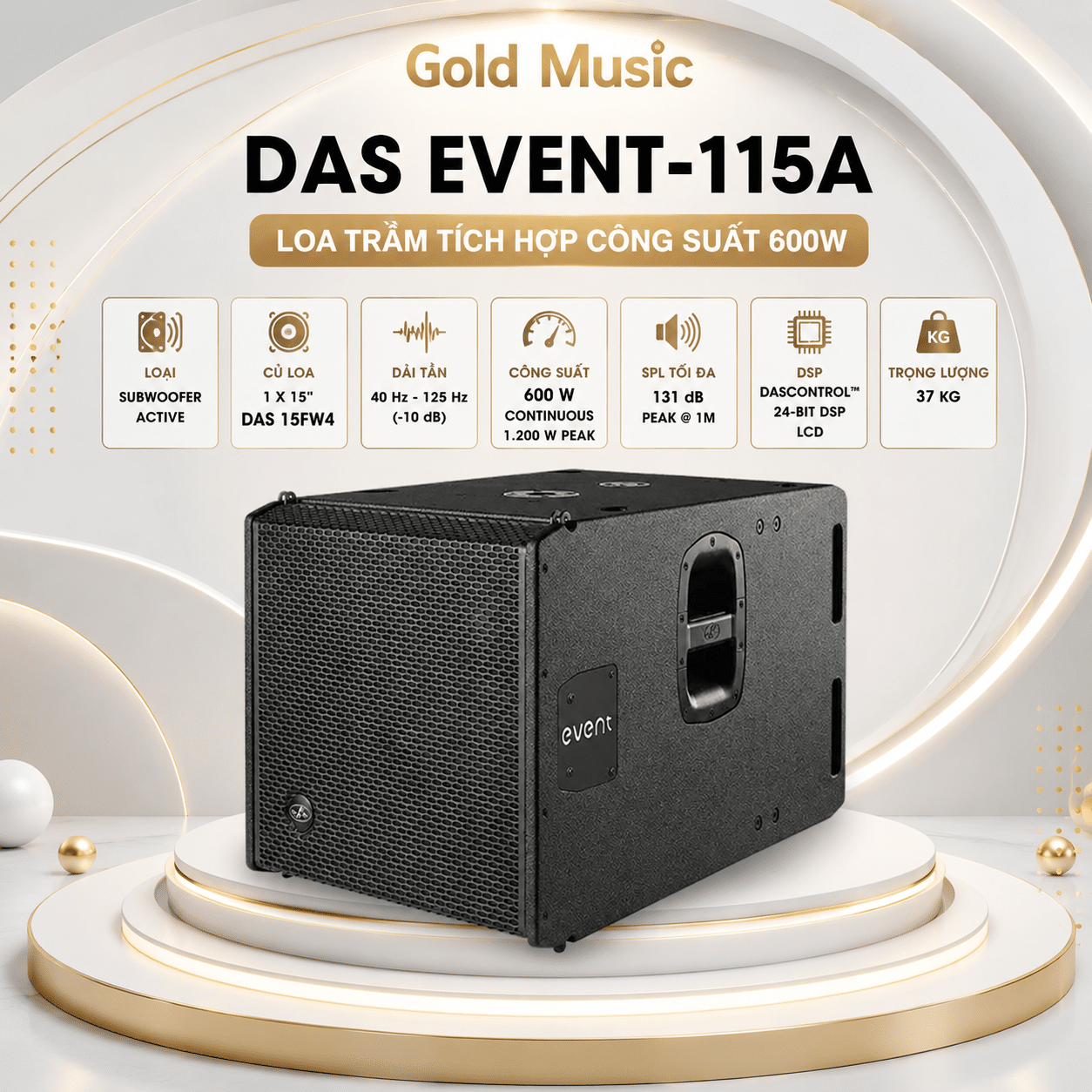 DAS EVENT-115A Loa trầm tích hợp công suất 600W das event 115a loa tich hop 600w