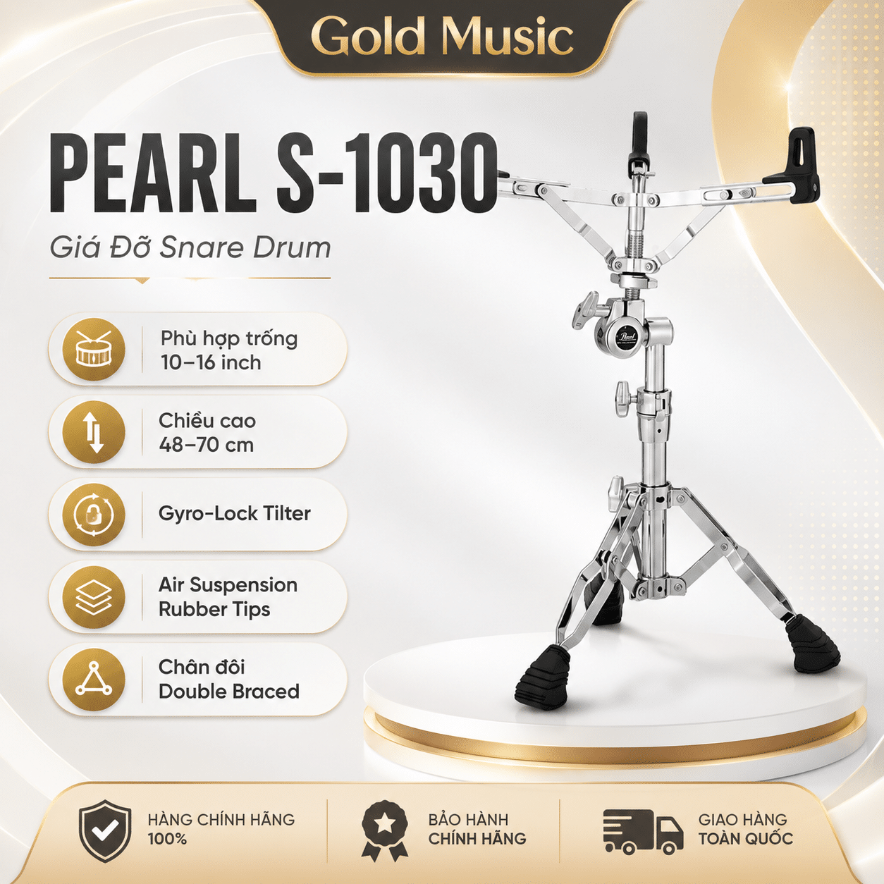 Pearl S-1030 giá đỡ snare drum chắc chắn điều chỉnh linh hoạt pearl s 1030 gia do snare