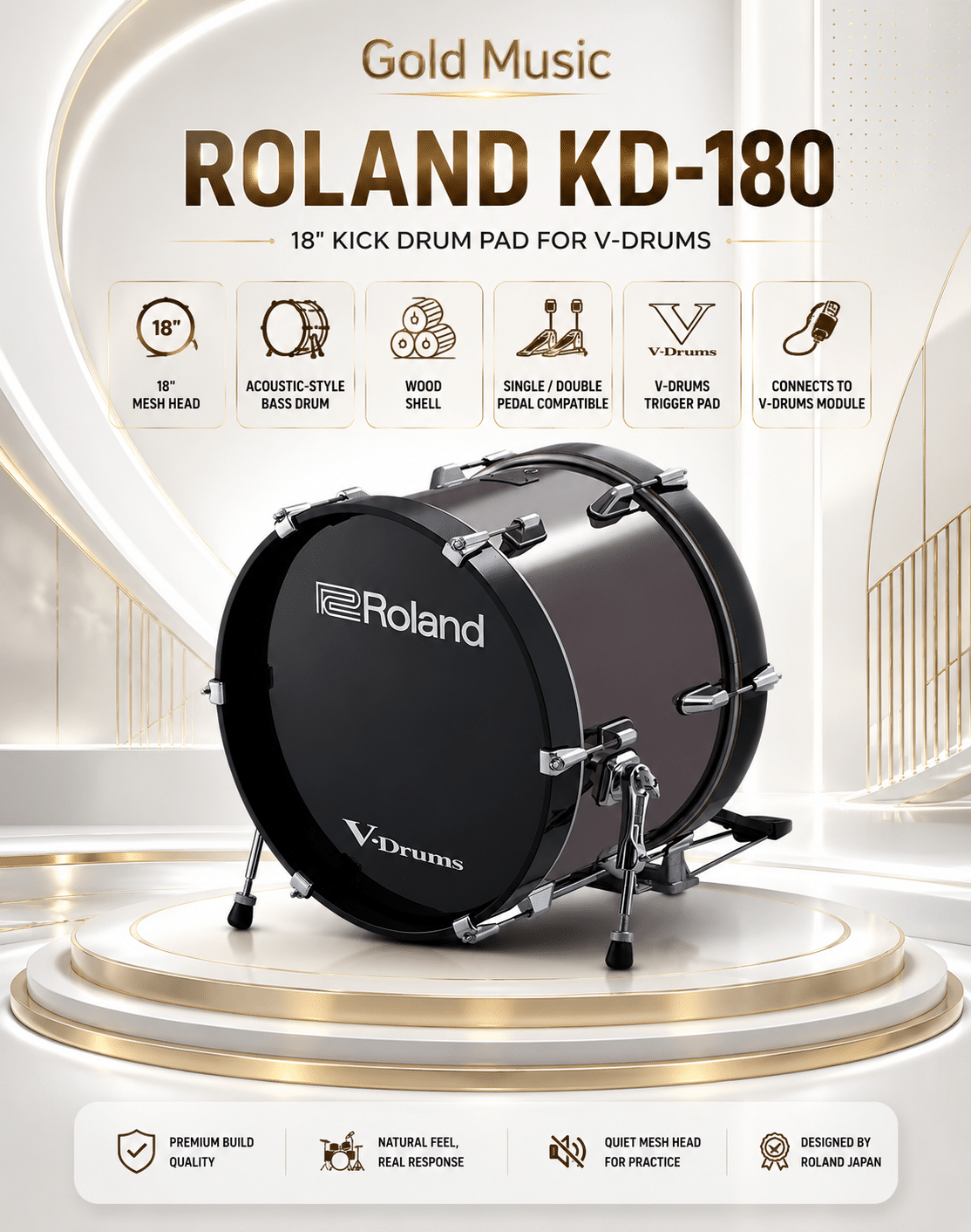 ROLAND KD-180 Phụ kiện trống điện tử roland kd 180 phu kien dien trong