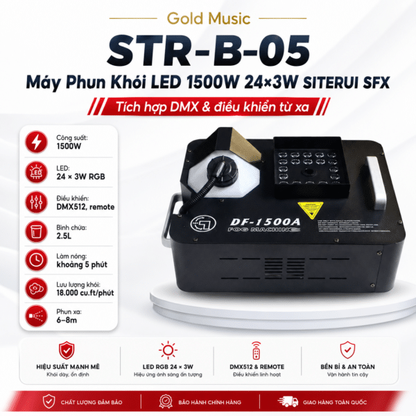 STR-B-05 Máy phun khói LED 1500W 24*3W, tích hợp DMX và điều khiển từ xa SITERUI SFX str b 05 may phun khoi led