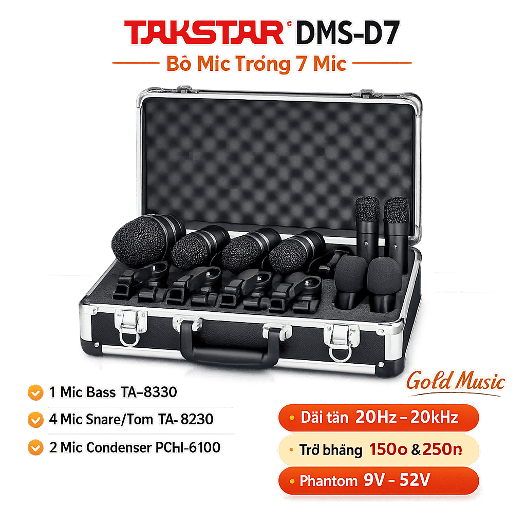 Takstar DMS-D7 – Bộ Mic Trống (7 Mic) takstar dms d7 bo mic 7