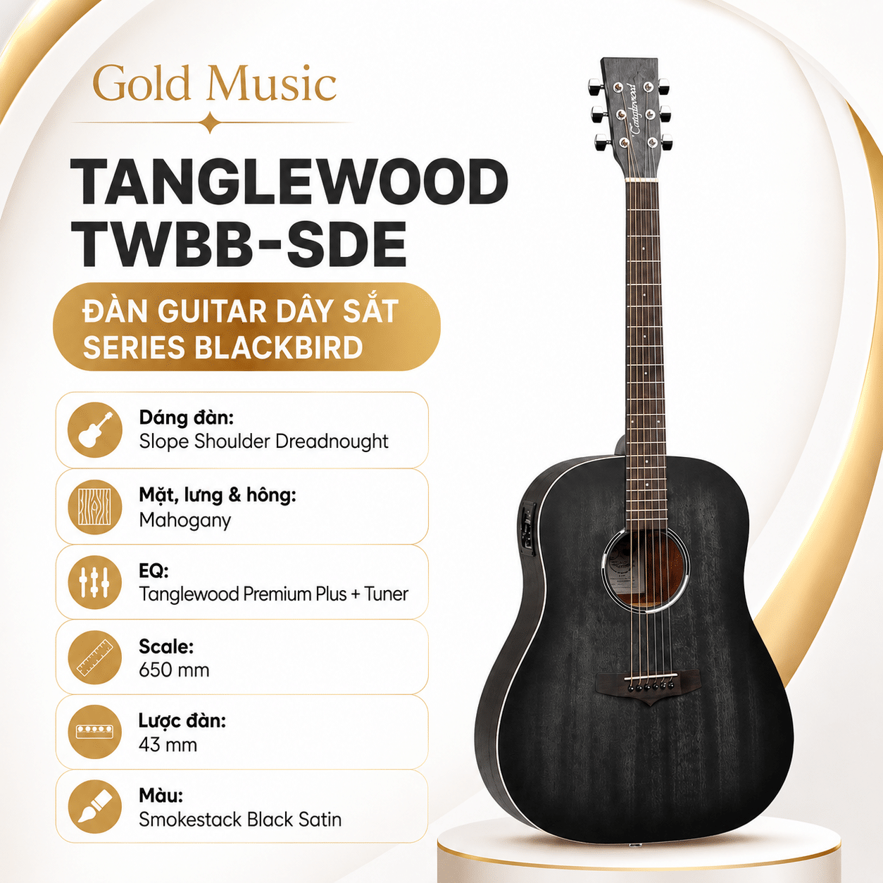 TANGLEWOOD TWBB-SDE ĐÀN GUITAR DÂY SẮT SERIES BLACKBIRD tanglewood twbb sde dan guitar blackbird