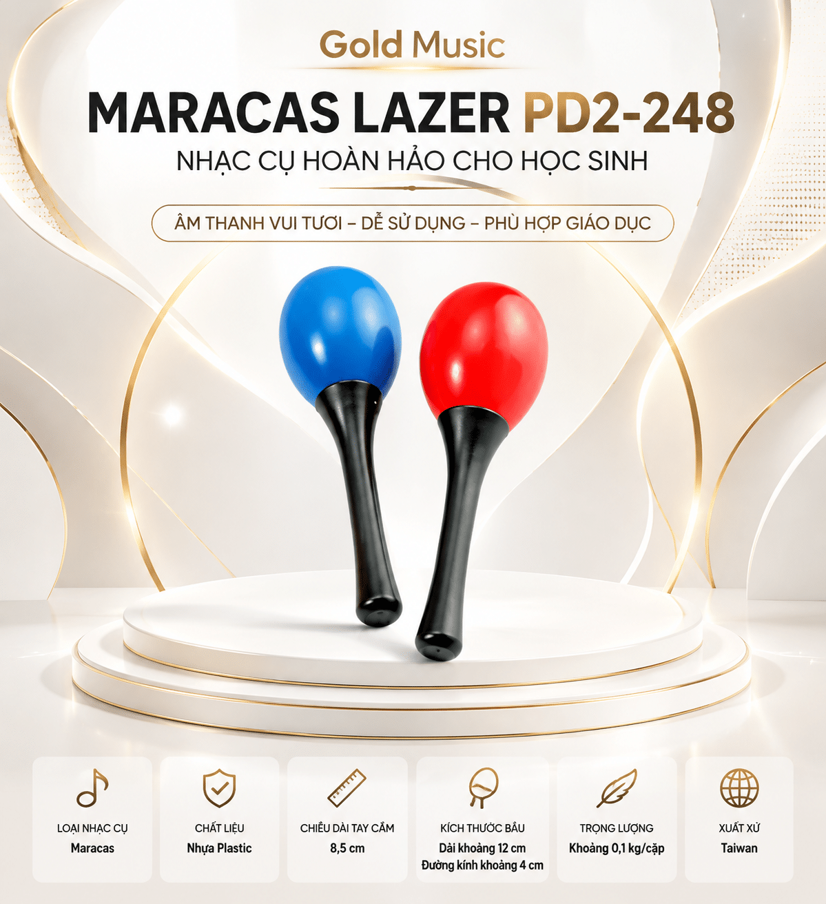 Maracas LAZER PD2-248 Nhạc Cụ Hoàn Hảo Cho Học Sinh maracas lazer pd2 248 nhac cu hoc