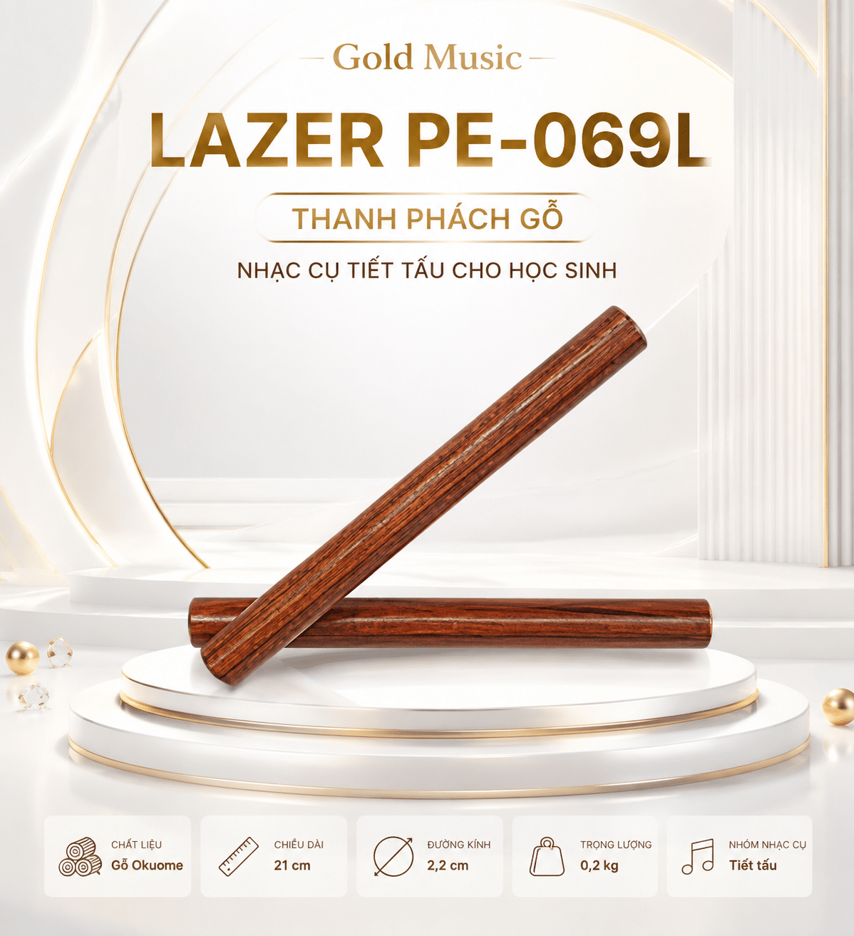 Thanh Phách Lazer PE-069L - Nhạc Cụ Tiết Tấu Cho Học Sinh thanh phach lazer pe 069l nhac cu