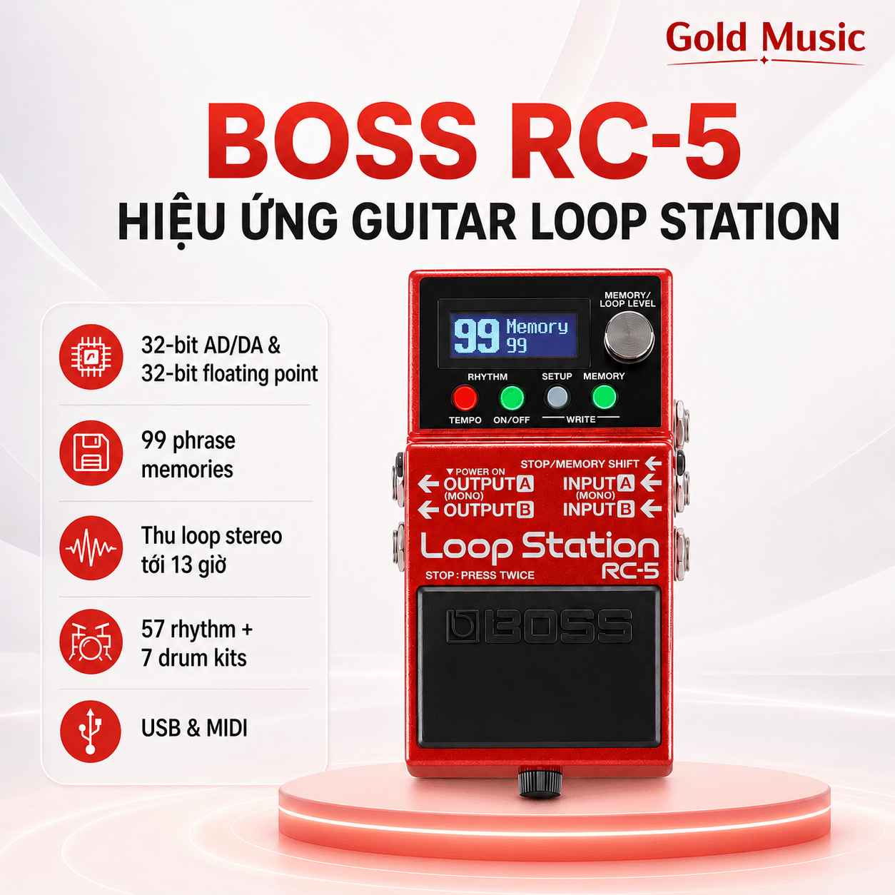 BOSS RC-5 HIỆU ỨNG GUITAR LOOP STATION boss rc 5 hieu ung guitar loop station