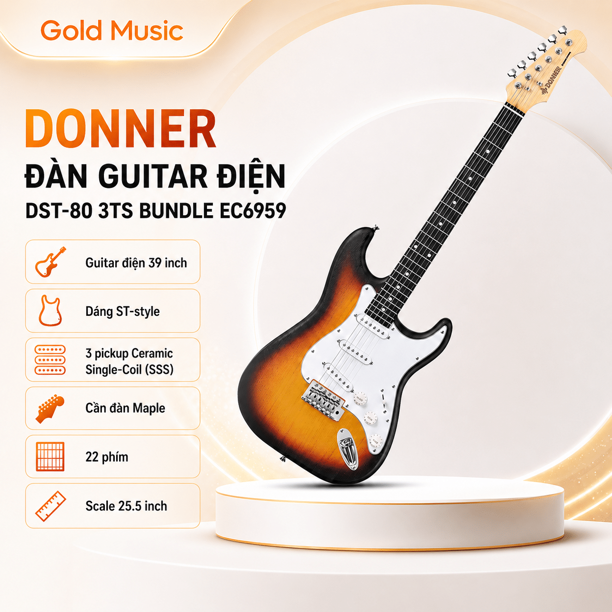 DONNER ĐÀN GUITAR ĐIỆN DST-80 3TS BUNBLE EC6959 donner dan guitar dien dst 80