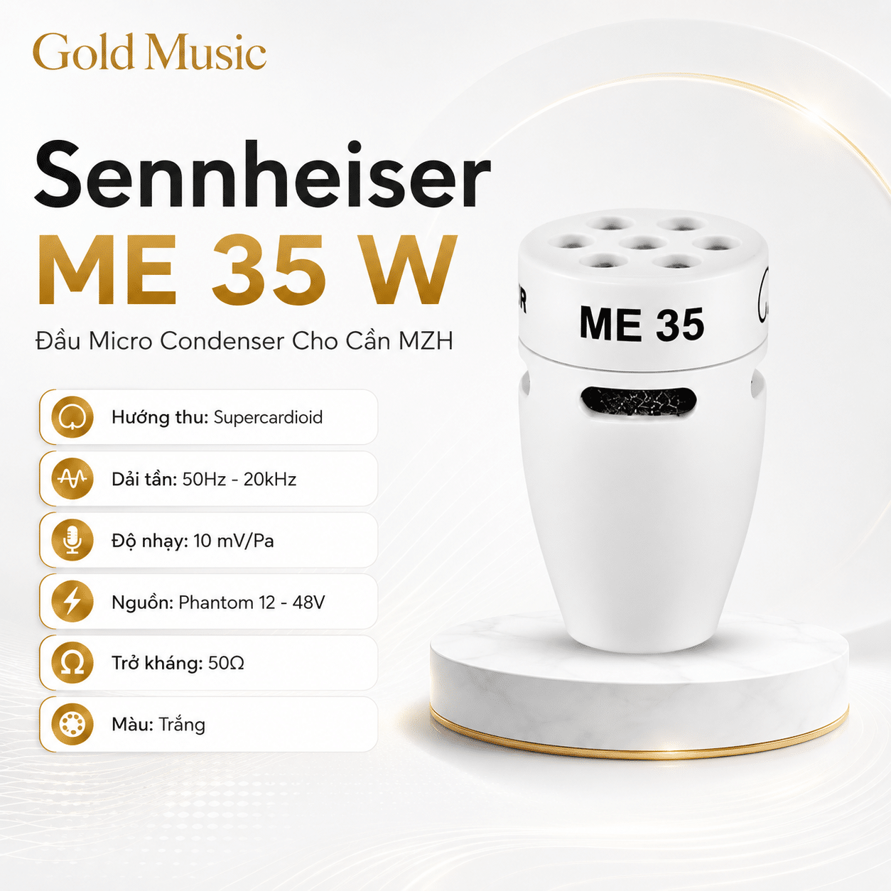 Sennheiser ME 35 W – Đầu Micro Condenser Cho Cần MZH sennheiser me 35 w dau micro condenser