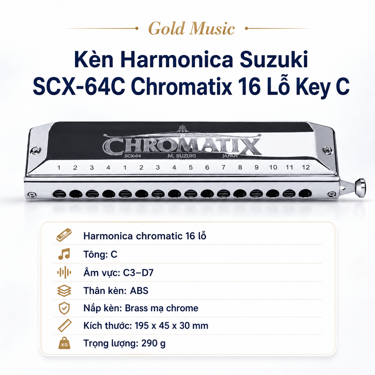 Suzuki SCX-64C harmonica 16 lỗ chuyên nghiệp cao cấp suzuki scx 64c harmonica 16 lo