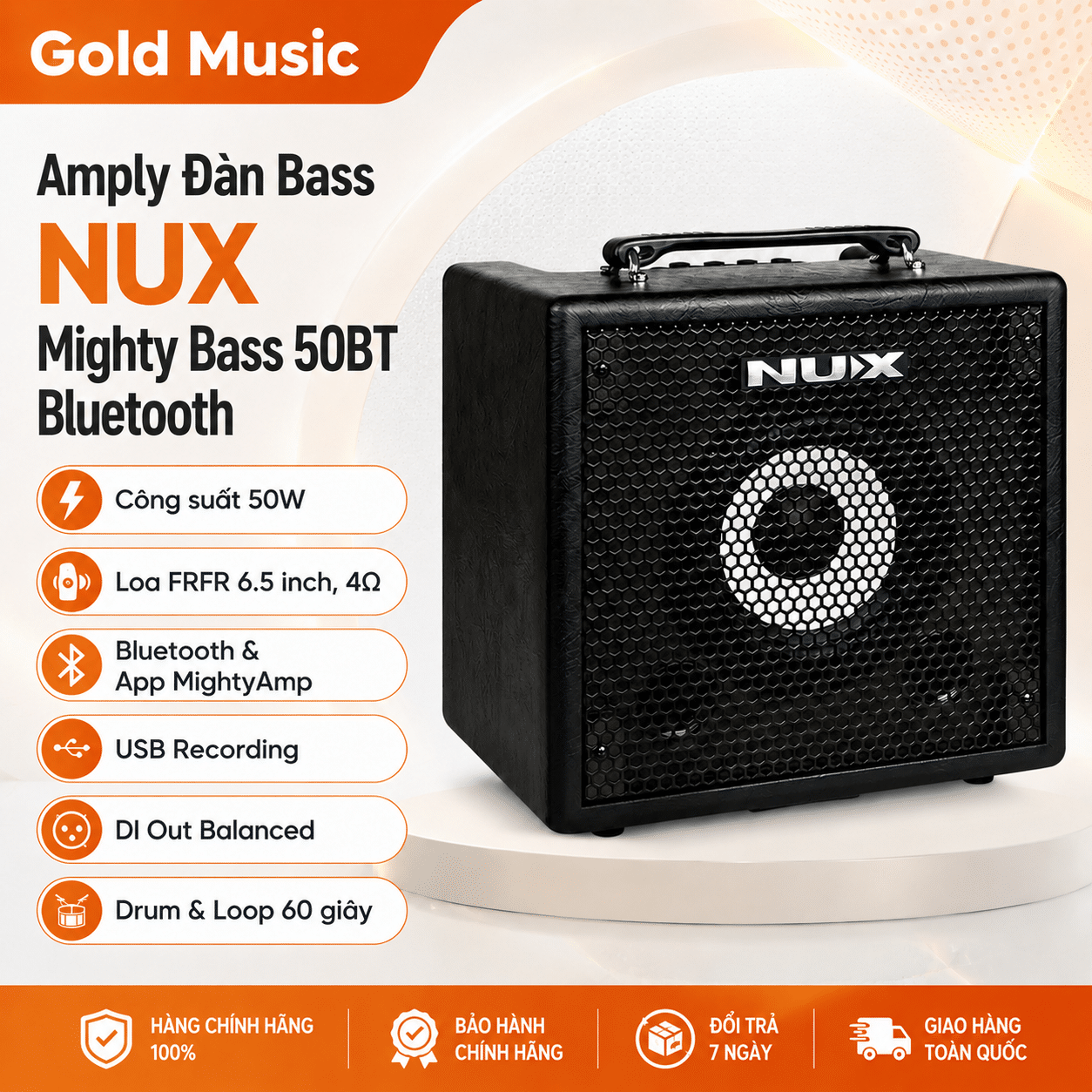 Amply Đàn Guitar Bass Nux Mighty 50BT – Bluetooth amply dan guitar bass nux mighty 50bt